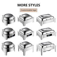 Goldener Edelstahl Elektrischer Speisenwärmer Buffet-Set Rechteckiger & Runder Chafing Dish für Hotels & Restaurants Küchengebrauch