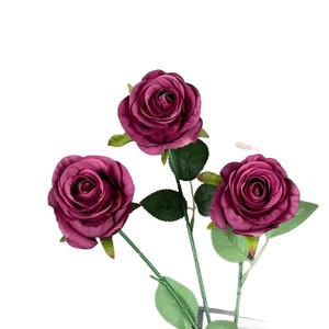 Bouquet de roses artificielles à 3 têtes, fleurs en soie perlée réalistes, décoration pour mariage, Saint-Valentin, maison - Product Image 5