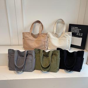 Sac à main pour femme en velours côtelé, couleur unie, grande capacité, tendance et très vendu, sac à bandoulière pour femme - Product Image 1