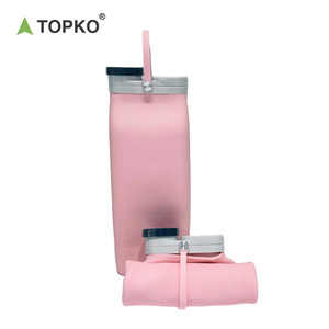 Gobelet d'eau pliable en silicone souple de haute qualité TOPKO pour enfants, 600 ml, bouteille d'eau de sport pliable en silicone - Product Image 3