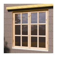Ventana de Madera Resistente a la Corrosión y al Óxido, Diseño Estándar, Ventana Abatible Doble de Alta Resistencia con Cerradura, de Madera de Roble