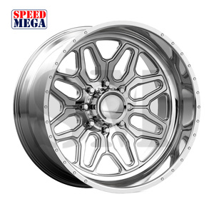 Jantes forgées tout-terrain Speedmega en aluminium usiné CNC, poli intégral, sur mesure 24x12 24x14 26x12 26x14 26x16 28x16 30x16, 6x139.7 8x170 - Product Image 1