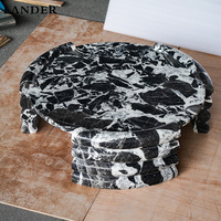 Table basse ronde en marbre Nero Marquina de Landerstore, table basse en marbre pour salon
