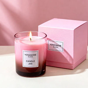 Tarro <span class=keywords><strong>de</strong></span> vela <span class=keywords><strong>de</strong></span> cristal <span class=keywords><strong>de</strong></span> Color degradado 320MLPink, tarro vacío elegante con un hermoso diseño para sostener velas y linternas - Product Image 4