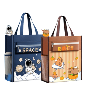 Nouveau gros mignon dessin animé mélodie Double fermeture éclair A4 stockage sac fourre-tout en cuir nouvel étudiant tutoriel fichier sac sacs d'école - Product Image 1