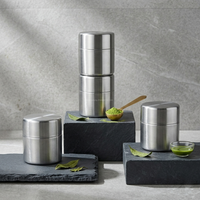 Boîte cylindrique mate en acier inoxydable pour matcha, thé en poudre, sucre, emballage alimentaire, poudre sèche, vente en gros