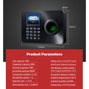 Sinh trắc học dấu vân tay + mật khẩu thời gian tham gia Máy kiểm soát truy cập nhân viên đồng hồ vào/ra hệ thống thiết lập lại trường văn phòng - Product Image 5