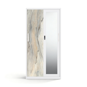 Armario de Acero con Espejo y Puertas Corredizas Impresas para Almacenamiento de Muebles de Dormitorio - Product Image 1