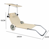 Chaise longue de plage portable avec roues, pliable, en acier, tissu Oxford 600D, capacité 120 kg, design contemporain, facile à transporter, mobilier d'extérieur
