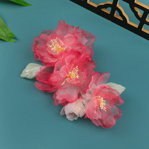 2026 New Spring Style Traditional Chinese Hair Clips, Handmade Gradient <b>Red</b> <b>Silk</b> Hair Accessories - Product Image 1
