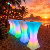 Table de bar LED rechargeable 16 couleurs, étanche IP65, en LLDPE, table de cocktail RGB pour discothèque, mariage