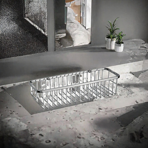 Étagère de salle de bain murale en acier inoxydable noir mat, panier rectangulaire en maille, panier de douche pour hôtel - Product Image 3