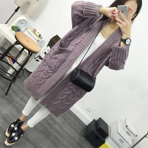 Suéter Abrigo de <span class=keywords><strong>Mujer</strong></span> Otoño <span class=keywords><strong>Invierno</strong></span> 2025, Versión Coreana, Holgado, Color Sólido, Cárdigan <span class=keywords><strong>Largo</strong></span> de Punto, Chaqueta Cálida - Product Image 3