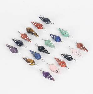 الكريستال فينغشوي المعلقات البندول قلادة سلك الشفاء الطبيعي ملفوفة الصف مسدس المنشور نقطة السائبة سحر الكوارتز - Product Image 1