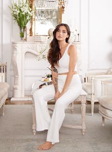 Débardeur sans manches Cami pour femmes avec <span class=keywords><strong>pantalon</strong></span> long Robes Set Cardigan Custom 3 Pieces Full Length Lounge Wear Sets Women - Product Image 2