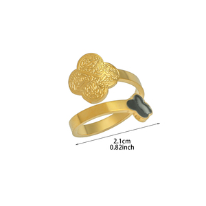 Anillos de Joyería de Moda de Acero Inoxidable con Diseño Religioso Islámico Musulmán, con los Mantras Clover Sabr Shukr Tawakkul (Paciencia, Gratitud, Confianza), Venta al por Mayor para Eid - Product Image 2