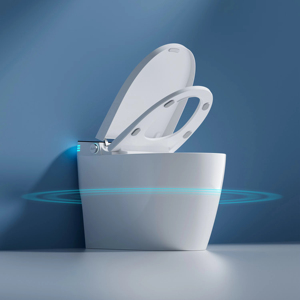 WC intelligent électrique automatique haut de gamme en céramique, cuvette ronde avec siphon en S, fonction télécommande, à poser au sol pour salle de bain - Product Image 2