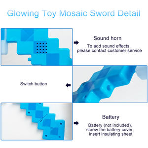 Nouveau Design Créatif Épée LED Pixel Sabre Laser Jouets Lumineux Led En Plastique <span class=keywords><strong>Jouet</strong></span> Mine Artisanat MosaicToys Épées Clignotantes avec Son - Product Image 5