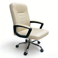 Chaise de bureau moderne de haute qualité en Chine, sur roulettes, en cuir, chaise de patron de bureau, chaise de PDG, crème blanche, haute