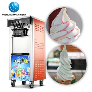 Snack Ice Cream Machine Commercial 3 Flavors Soft Ice Cream Machine Stainless Steel Ice Cream Maker Machine