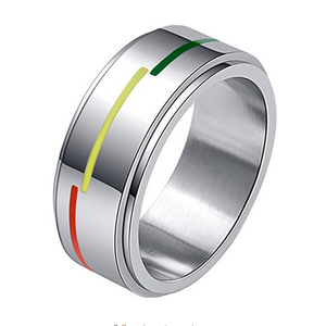 Unisex Stainless Steel 8mm <strong>Silver</strong> Tone Rainbow Flag <strong>Spinner</strong> <strong>Ring</strong> Gays and Lesbians LGBT Pride <strong>Ring</strong> - Product Image 6