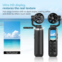 Nouveaux produits d'usine : Caméra d'action rotative à 180° avec enregistrement 1080p, stabilisation, sport, caméra-ventilateur portable 2-en-1, MicroSD
