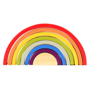 Jouet en bois Waldorf Los Grimm Arc-en-ciel, variété de blocs de construction empilables arc-en-ciel Montessori, bûches de forêt, éducation de la petite enfance - Product Image 1