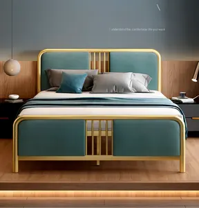 YQ JENMW-cama de hierro forjado Simple, cama de metal de estilo europeo para apartamento, marco de hierro Doble