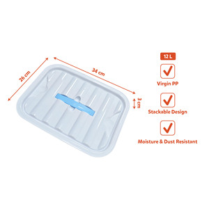 12L PP <b>Plastic</b> Storage Box Lid Stackable Moisture Resistant Dust Resistant Eco-Friendly Modern Design Airtight Bathroom <b>Kitchen</b> - Product Image 4