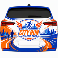 Film Adhésif Personnalisé Thème Sportif Orange Bleu pour Voiture, Autocollant City Run pour Décoration de Carrosserie SUV & Marquage de Club, Vente en Gros