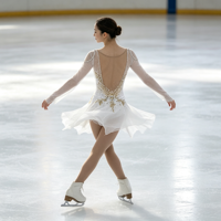 Robe de patinage artistique à manches longues et dos ouvert en strass or blanc, tissu en maille pour enfants et adultes, compétition sur glace