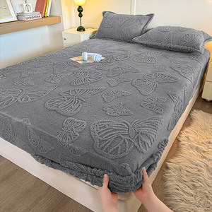 Luxury Ultra-Soft Butterfly Pattern <strong>Flannel</strong> Fleece 100% Polyester Bed Fitted <strong>Sheet</strong> and Pillowcase for Home Use - Product Image 3