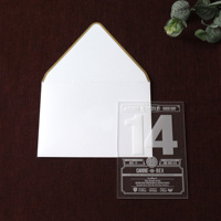 Invitations de mariage de Style chinois, cartes de Menu transparentes en acrylique, texte gravé personnalisé avec enveloppe