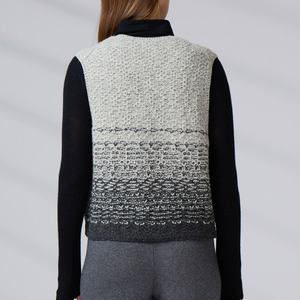 Cardigan d'hiver OEKO-TEX pour femme, col en V, motif dégradé, boutonné, gilet décontracté superposé, pull tricoté personnalisé sans manches - Product Image 5