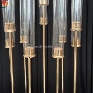 Grand chandelier doré à 9 bras en acrylique transparent, bougeoir en cristal, centre de table de mariage - Product Image 3