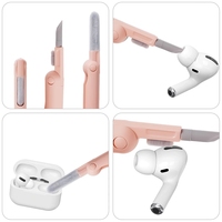 Nouvel ensemble de nettoyage 7-en-1 pour ordinateur et téléphone, outils écologiques bleus et roses pour le clavier et les écouteurs