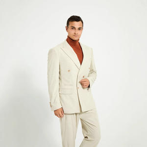 Étiquettes d'expédition autocollantes transfrontalières très vendues Watsons <span class=keywords><strong>Paul</strong></span> Costume pantalon homme style Old Money double boutonnage en velours côtelé blanc - Product Image 2