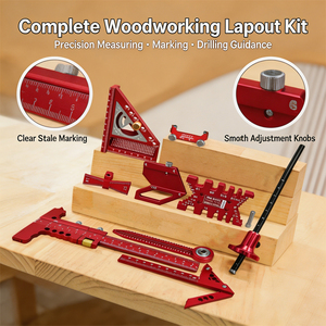 Kit d'outils <span class=keywords><strong>de</strong></span> mesure en alliage d'aluminium 10 pièces pour la menuiserie avec boîte <span class=keywords><strong>de</strong></span> rangement, planche <span class=keywords><strong>de</strong></span> planification <span class=keywords><strong>de</strong></span> projets et kit d'assistance pour le jointement - Product Image 4