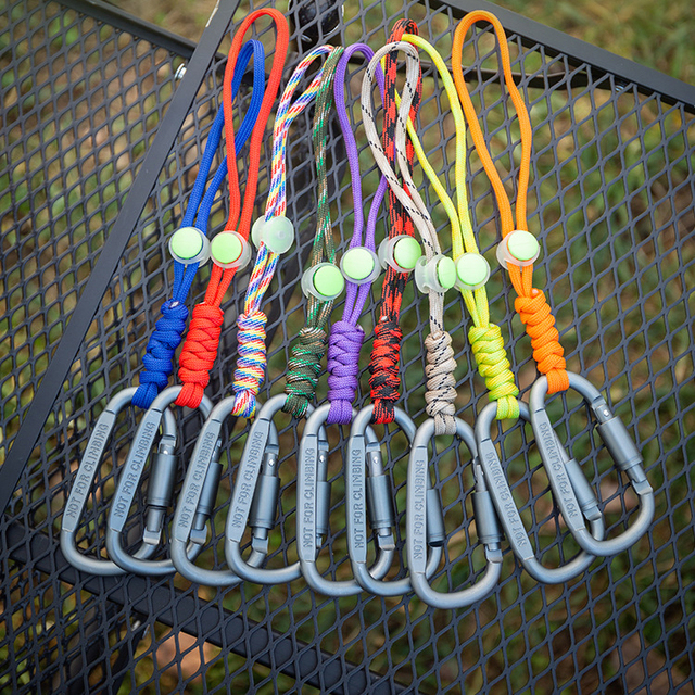 Handmade Zinc Alloy Umbrella Paracord Braided Rope Keychain with 8cm Carabiner for Bags or Camping