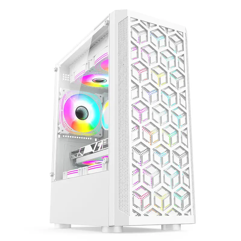 알루미늄 합금 수직 박스 사무실 CPU 캐비닛 공장 RGB 팬 및 ATX 전원 공급 장치가있는 직접 저렴한 PC 게이머 컴퓨터 케이스
