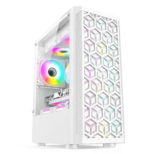 Aluminum Alloy Vertical Box Office CPU Cabinet Factory Direct Cheap PC Gamer Computer Case with RGB Fan and ATX Power Supply