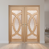 Porte d'entrée en bois massif renforcé de fibre de verre, anti-effraction, style moderne et contemporain, taille et couleur personnalisées pour usage extérieur.