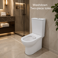 WC moderne à deux pièces à chasse directe, en céramique, à poser au sol, avec abattant à fermeture douce
