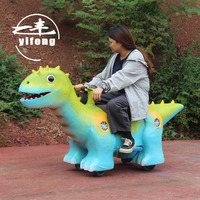 Manège Dinosaure Vert et Bleu pour Parc d'Attractions - Vente Flash |   Scooter électrique pour adultes en forme de dinosaure pour équipement de terrain de jeux