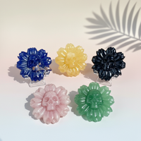 Figura Decorativa Gótica de Piedra Natural Tallada en Cristal con Flores y Calaveras en el Centro, Adorno Artesanal de Reiki