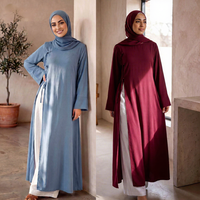 Nouvelle Tunique Longue Modeste Premium Nida 2026 avec Fente Latérale, Haut Abaya Élégant pour Femmes Musulmanes, Blouse Kaftan Traditionnelle avec Détail Nœud