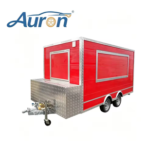 Remolque de Comida Móvil Retro de Fibra de Vidrio Auron, Eje Único, con Alimentación Integrada, para Uso en Exteriores, para Hot Dogs y Helados - Product Image 1