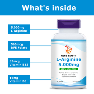 Tabletas de L-Arginina de Marca Privada con Vitamina B6, B12 y Folato, Suplemento Dietético para Promover la Energía y el Rendimiento - Product Image 3