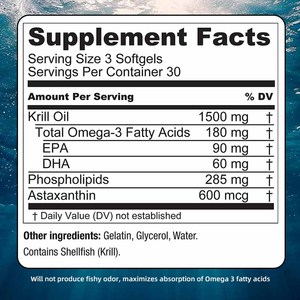 Cápsulas blandas de aceite de krill antártico que contienen omega-3 EPA DHA astaxantina y fosfolípidos apoyan la salud del cerebro y el corazón de las articulaciones - Product Image 3