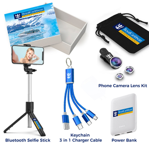 Gadgets de téléphone personnalisables Cadeaux d'entreprise promotionnels Banque d'énergie pour objectif de téléphone Perche à selfie Objectif 3 en 1 Coffret cadeau de marque personnalisée - Product Image 2